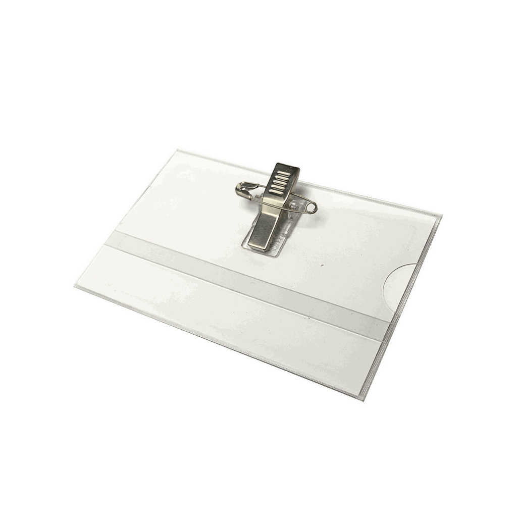 Бейдж горизонтальний з кліпом та шпилькою, 35 мкм, уп. 50 шт. H-Tone (JJ41305)